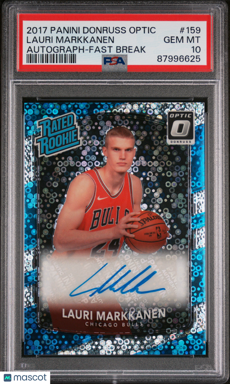 2017 Panini Donruss Optic PSA 10 Lauri Markkanen Rated Rookie Fast Break Auto 