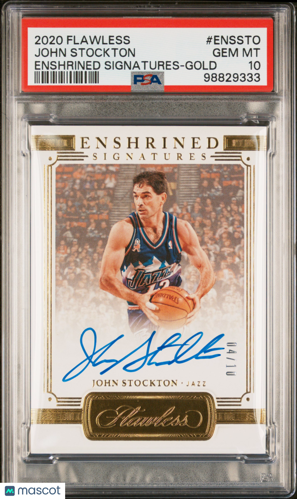 2020 Panini Flawless Enshrined Signatures John Stockton Gold PSA 10 04/10 