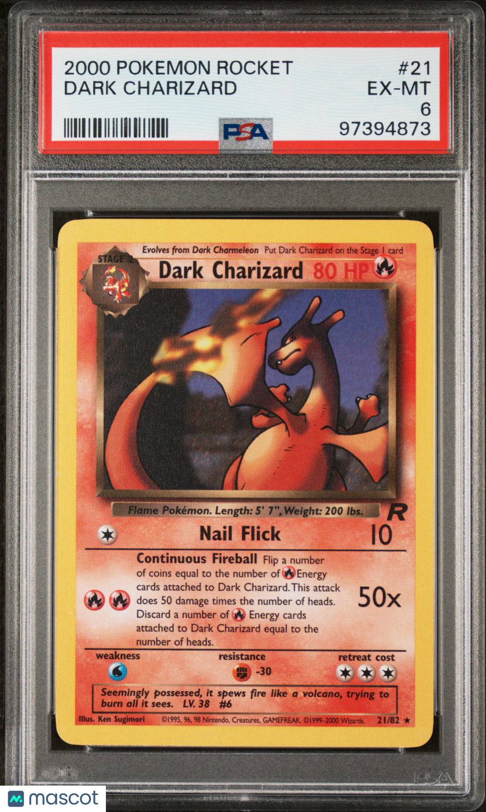 2000 Pokémon Rocket Dark Charizard #21 Psa 6 1