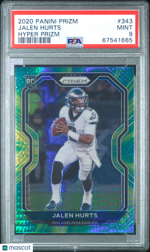 2020 Panini Prizm Football Jalen Hurts RC Hyper Prizm PSA 9 149/175 #343 