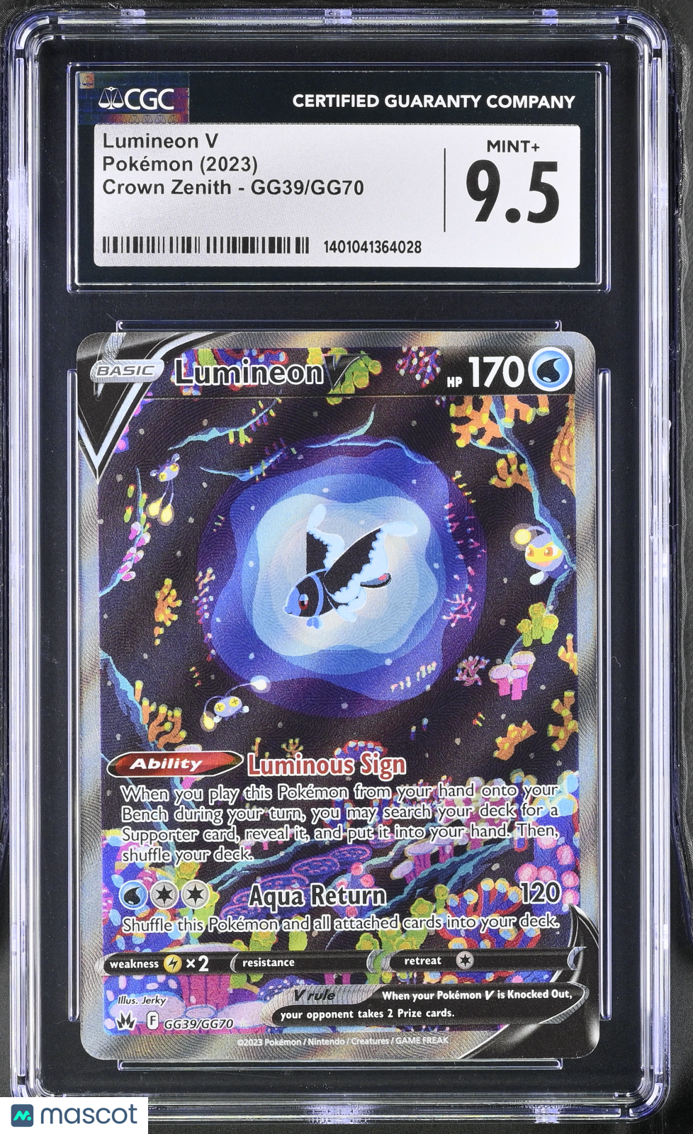 2023 Pokémon Crown Zenith Cgc 9.5 Lumineon V #Gg39/Gg70 English 1