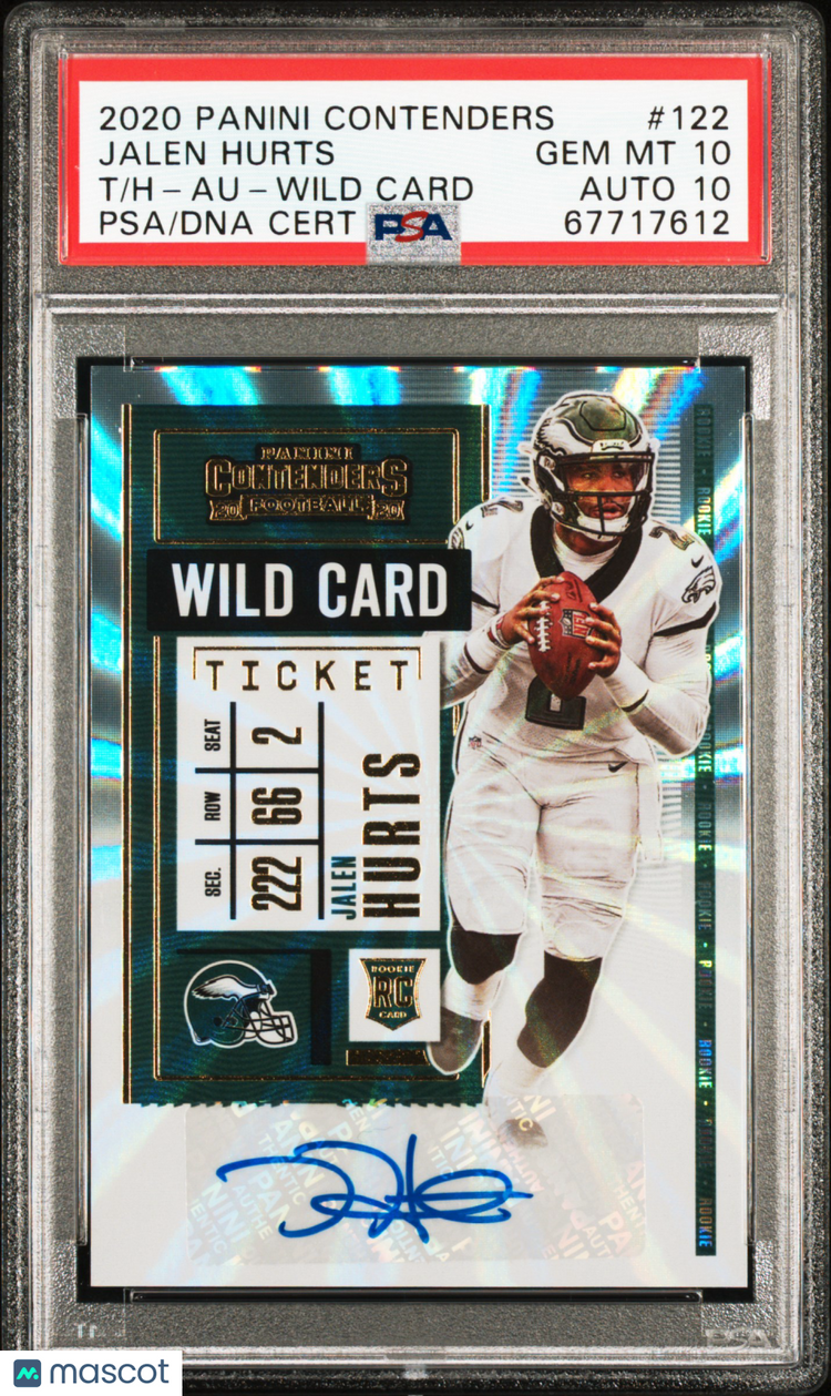 2020 Panini Contenders Football Jalen Hurts RC Wild Card Ticket Auto PSA 10 #122 