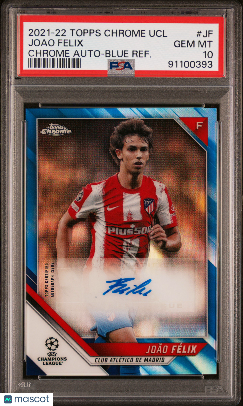 2021-22 Topps Chrome UEFA CL Joao Felix Blue Refractor Autograph /150 