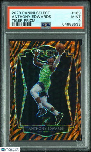 2020 Panini Select Basketball Anthony Edwards RC Rookie Tiger Prizm PSA 9 