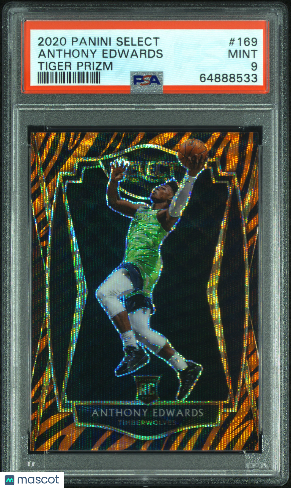 2020 Panini Select Basketball Anthony Edwards RC Rookie Tiger Prizm PSA 9 