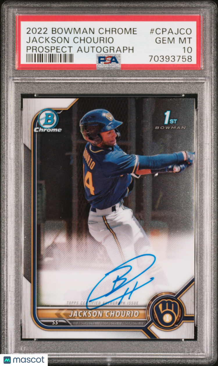 2022 1st Bowman Chrome Prospect Auto Jackson Chourio PSA 10 CPA-JCO 