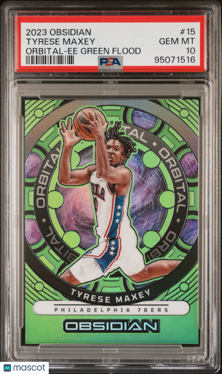 2023 Panini Obsidian PSA 10 Tyrese Maxey Orbital EE Green Flood 01/25 #15 