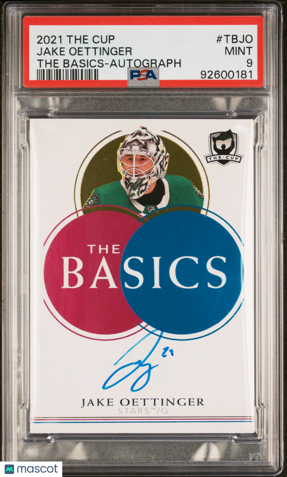 2021-22 Upper Deck The Cup PSA 9 Jake Oettinger The Basics Autograph