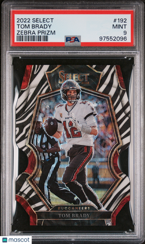 2022 Panini Select Football Tom Brady Zebra Die-Cut Prizm PSA 9 #192 