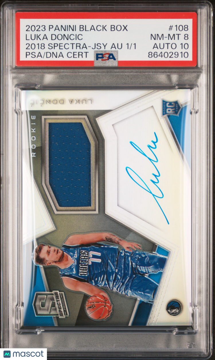 2023 Panini Black Box Spectra Luka Doncic RC Jersey Auto PSA 8 #108 