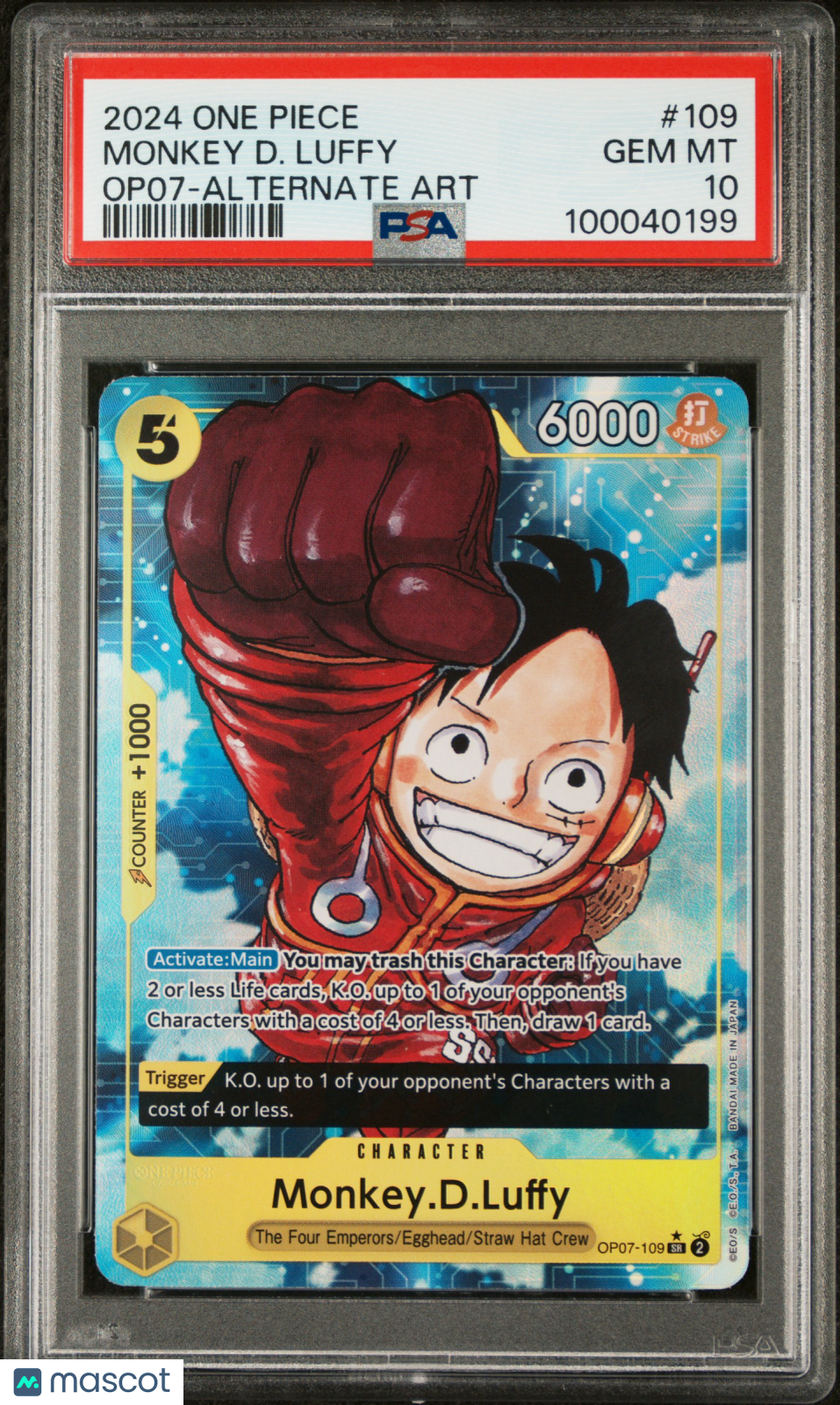 2024 One Piece Monkey D. Luffy OP07-Alternate Art PSA 10 #109 