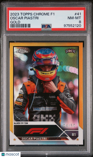 2023 Topps Chrome Formula 1 Oscar Piastri RC God PSA 8 04/50 #41 