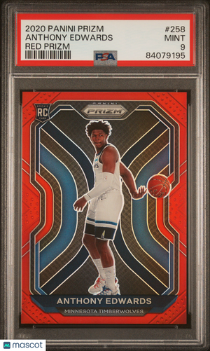 2020 Panini Prizm Basketball Anthony Edwards RC Red Prizm PSA 9 132/299 