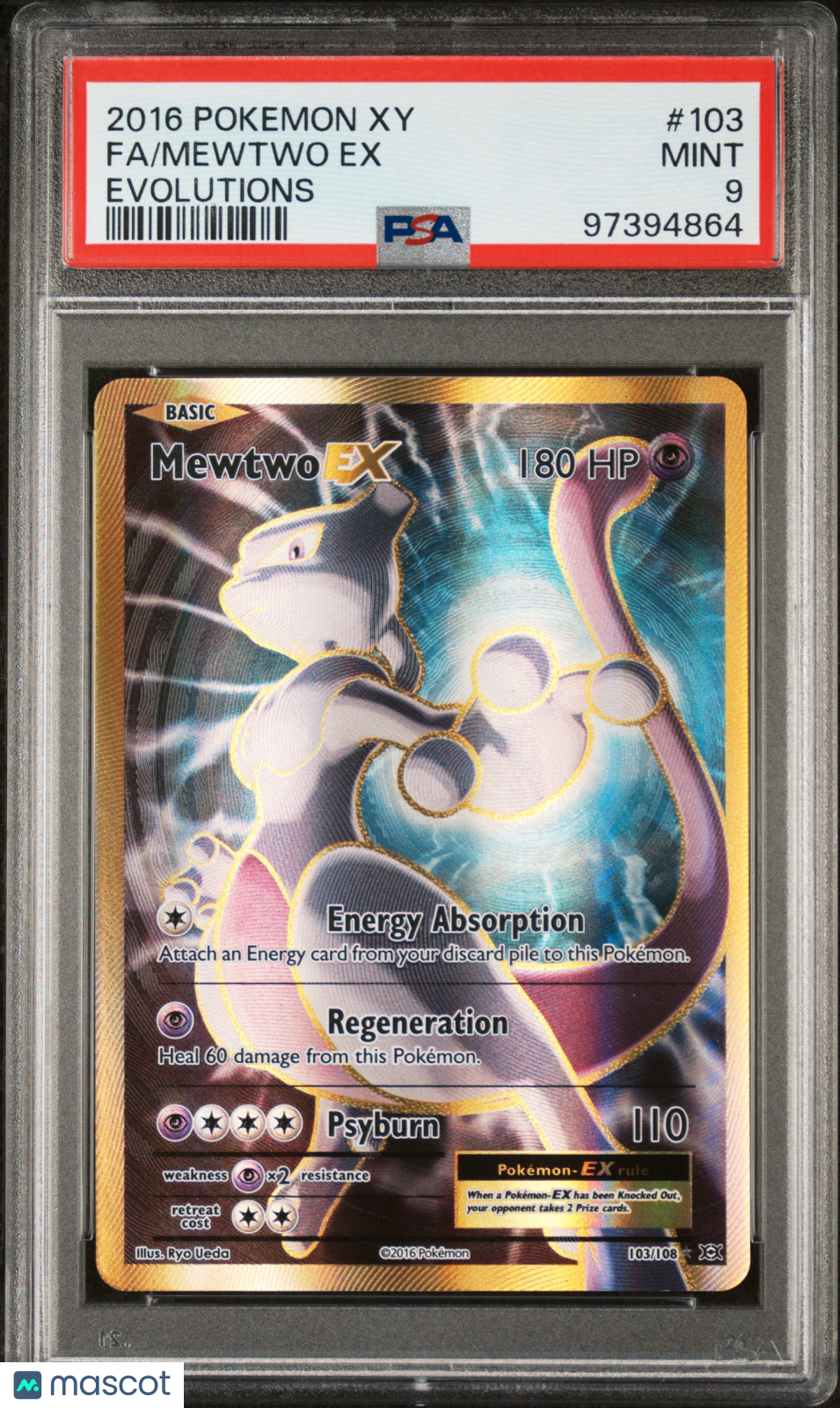 2016 Pokémon XY Evolutions PSA 9 Mewtwo EX Fa #103