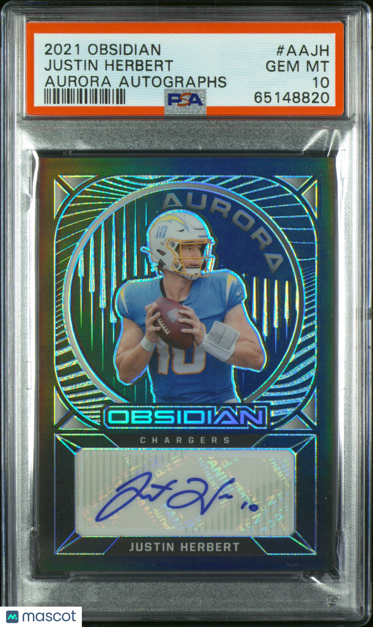 2021 Panini Obsidian Football Aurora Auto Justin Herbert PSA 10 09/15 