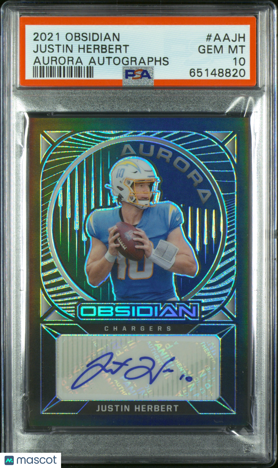 2021 Panini Obsidian Football Aurora Auto Justin Herbert PSA 10 09/15 