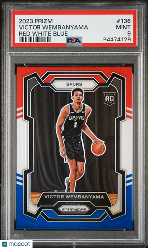 2023 Panini Prizm Basketball Victor Wembanyama RC Red/White/Blue PSA 9 