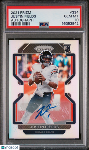 2021 Panini Prizm Football Justin Fields RC Silver Prizm Auto PSA 10 #334 