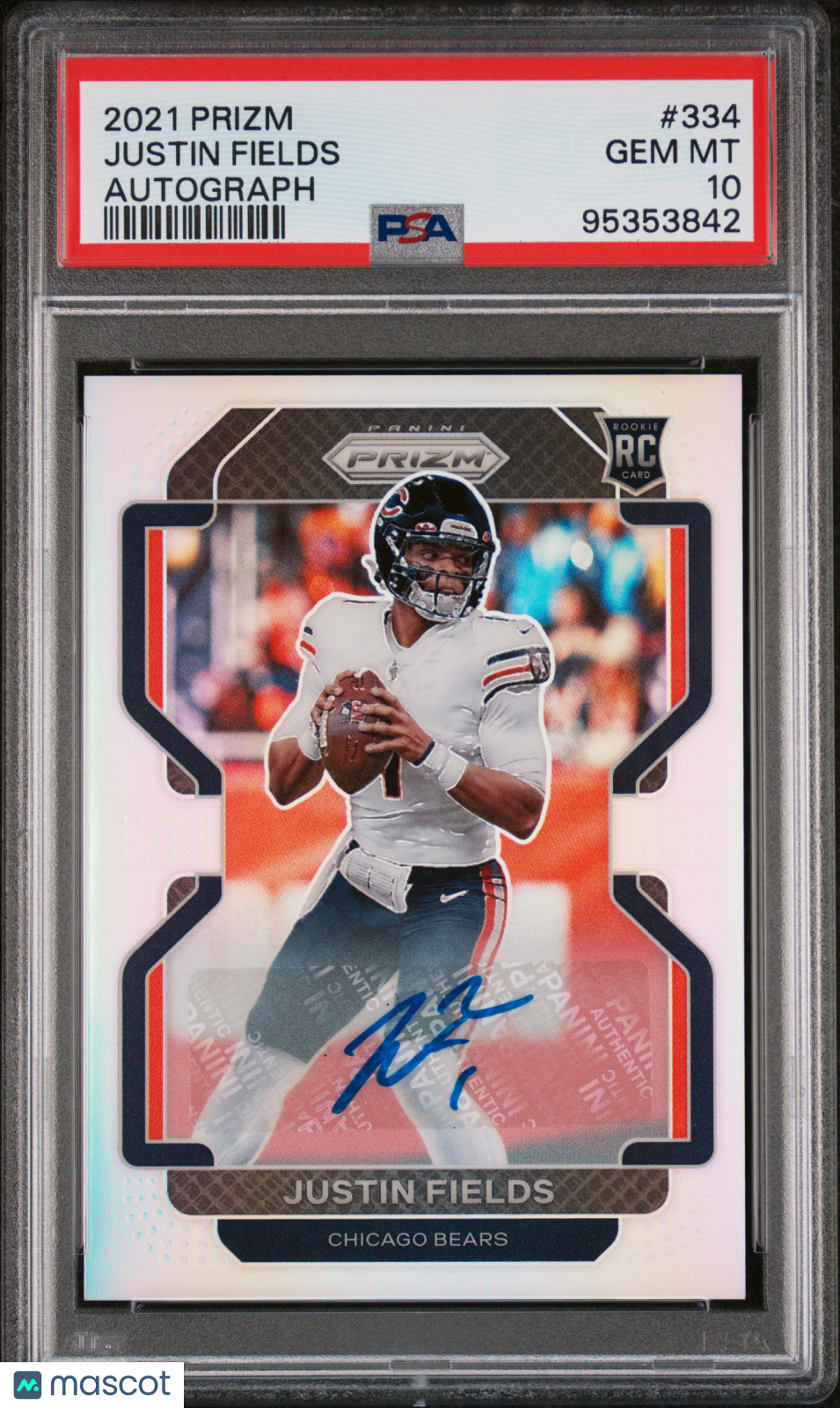 2021 Panini Prizm Football Justin Fields RC Silver Prizm Auto PSA 10 #334 