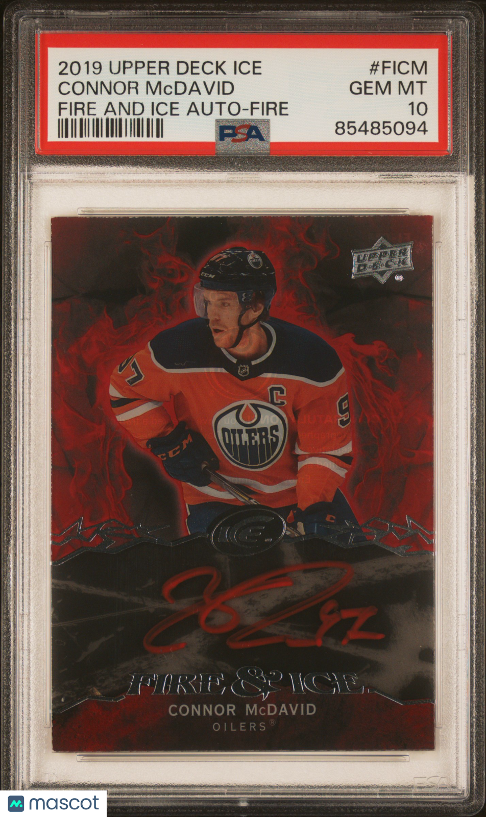 2019-20 Upper Deck Ice Fire And Ice Autographs Connor McDavid PSA 10 #FI-CM 