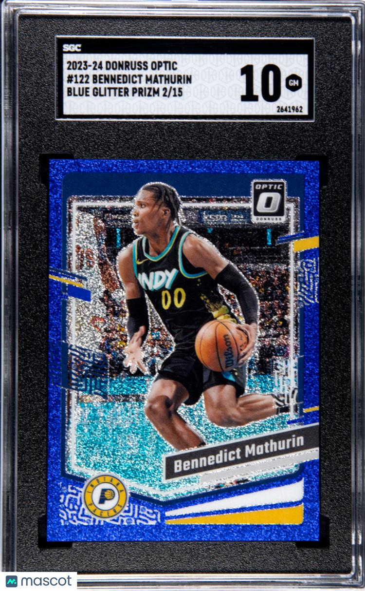 2023-24 Donruss Optic SGC 10 Bennedict Mathurin Blue Glitter Prizm 2/15 #122 