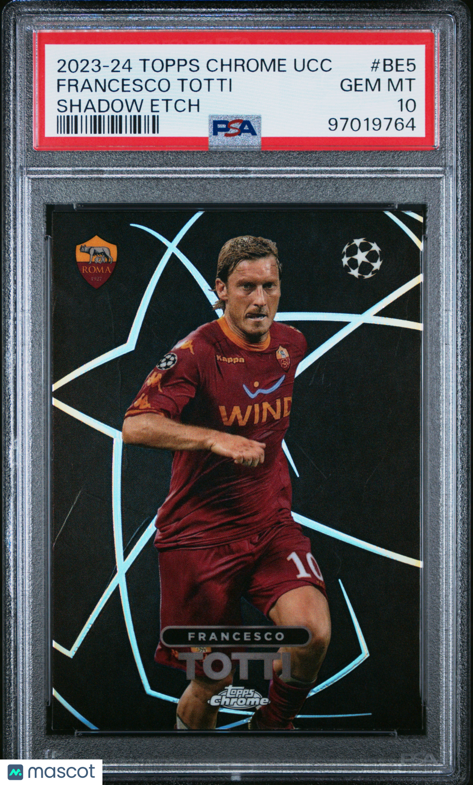 2023-24 Topps Chrome UEFA Club Competitions Shadow Etch Francesco Totti PSA 10 