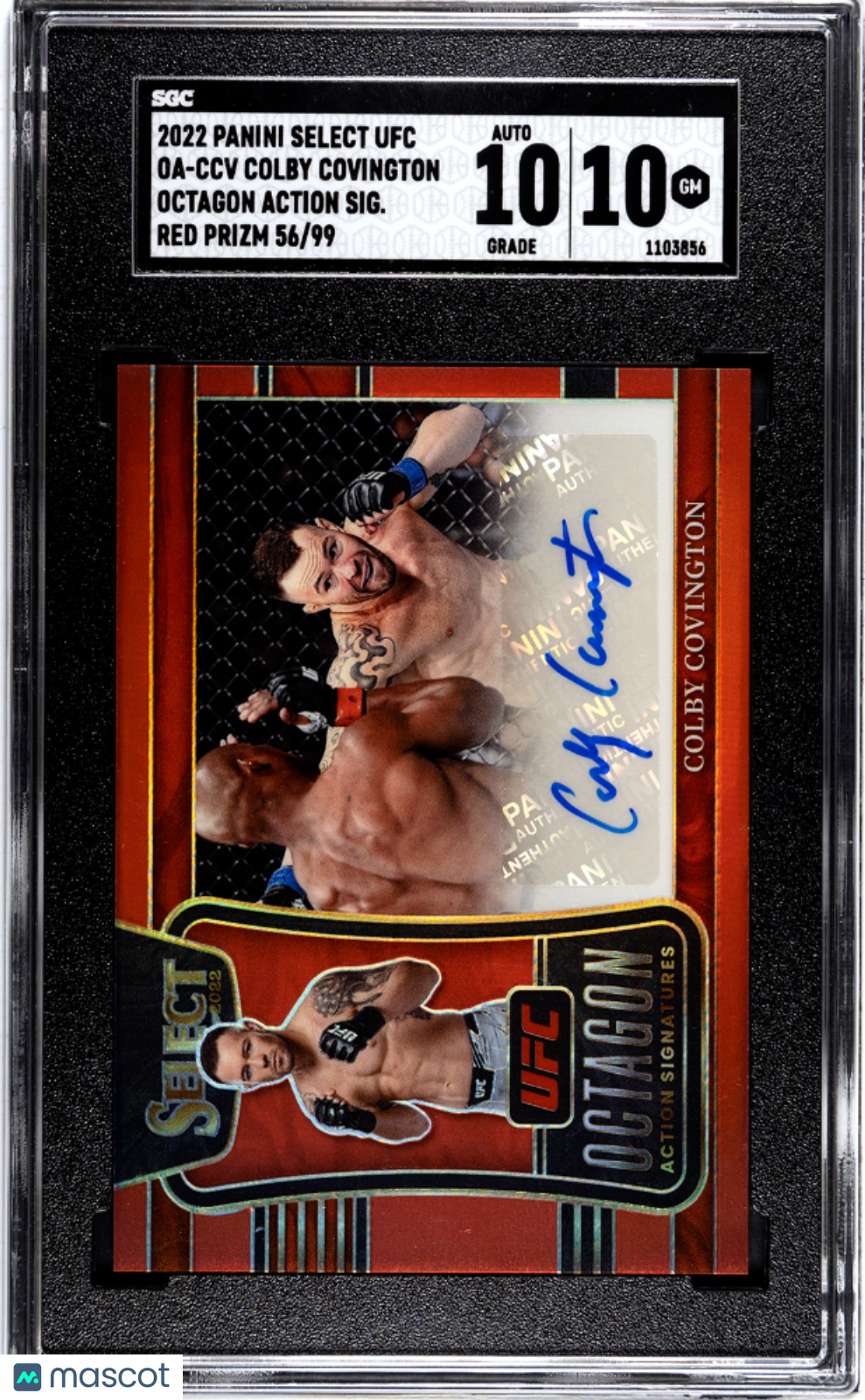 2022 Panini Select UFC Colby Covington Octagon Action Signatures Red SGC 10 /99