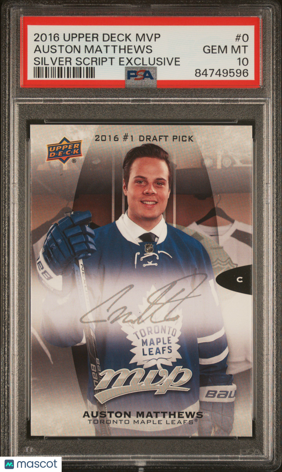 2016 Upper Deck MVP  PSA 10 Auston Matthews Silver Script Exclusive #0