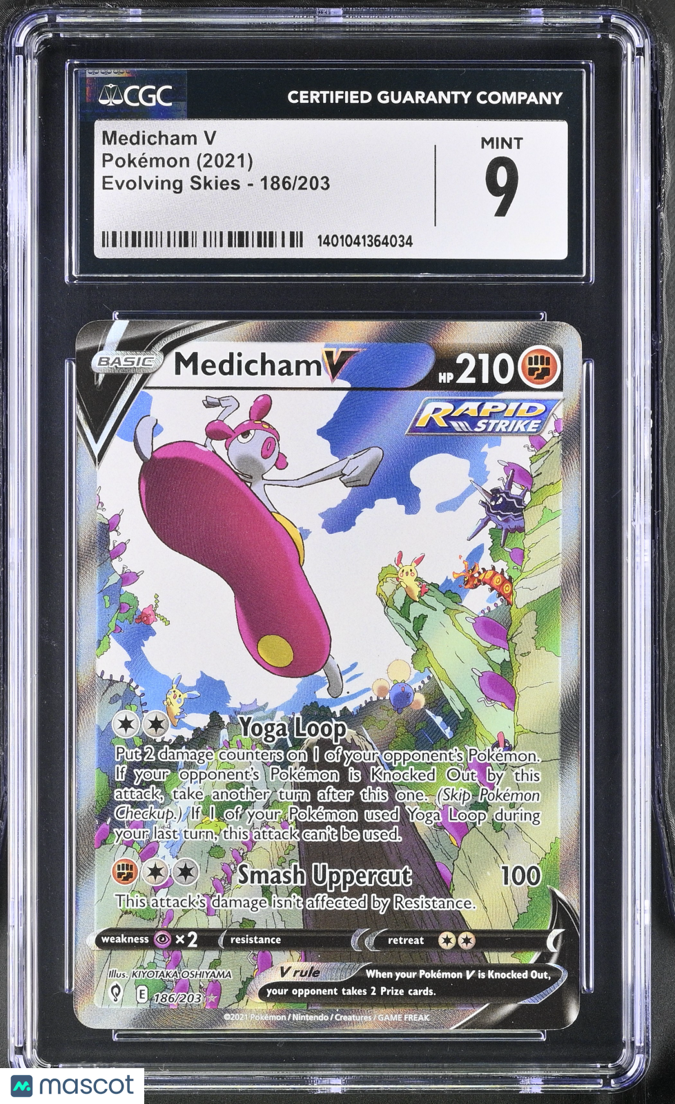 2021 Pokémon Evolving Skies Cgc 9 Medicham V #186/203 English 1