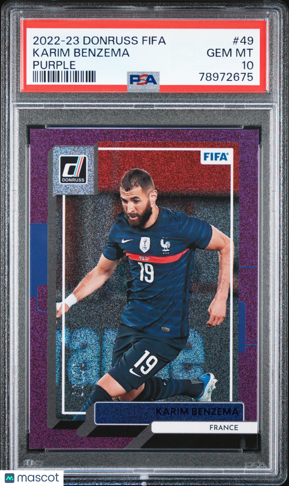 2022 Panini Donruss FIFA Karim Benzema Purple PSA 10 /99 