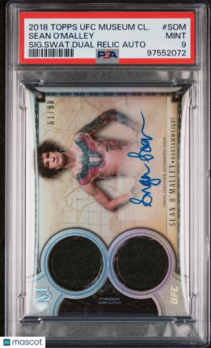 2018 Topps UFC Museum CL Signature Dual Swatches Auto Sean O'Malley PSA 9 /90 