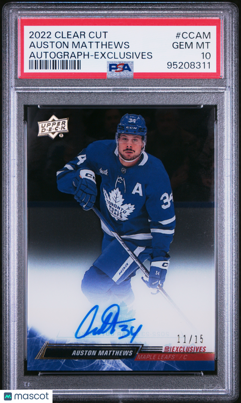 2022 Upper Deck Clear Cut PSA 10 Auston Matthews Exclusives Auto 11/15 #CC-AM