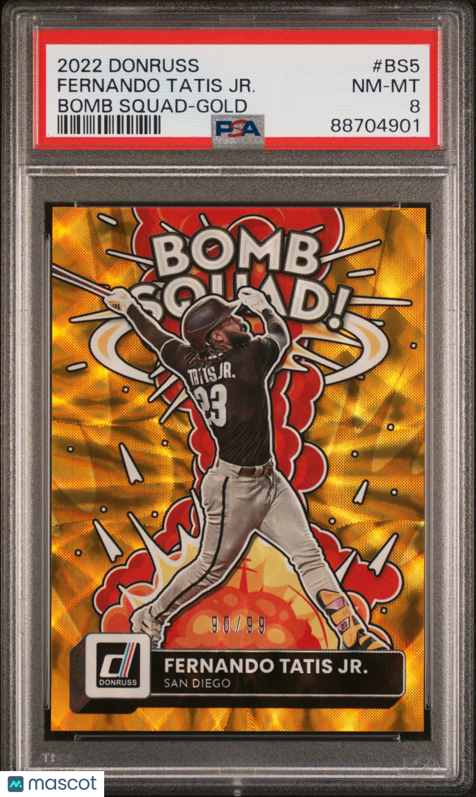 2022 Panini Donruss Baseball Bomb Squad Gold Fernando Tatis JR. PSA 8 90/99 