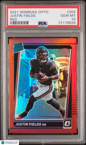 2021 Panini Donruss Optic PSA 10 Justin Fields Rated Rookie Red 46/99 #204 