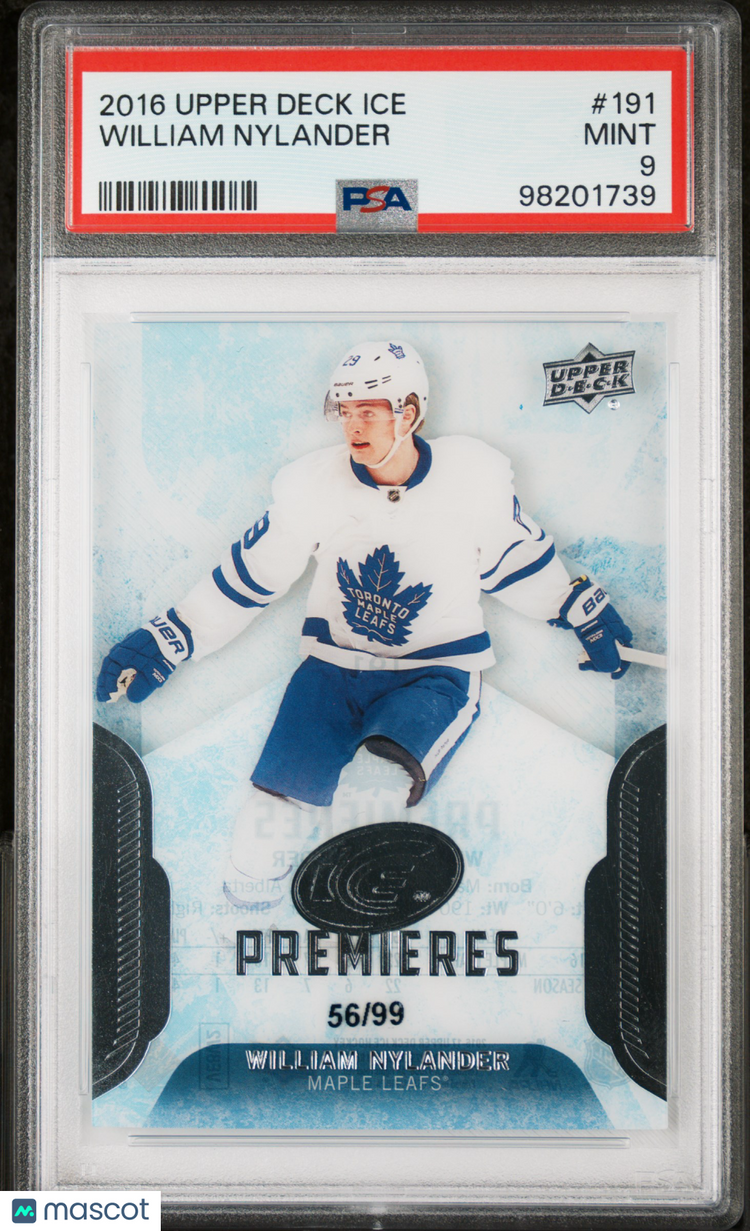 2016-17 Upper Deck Ice Hockey William Nylander Rookie Clear Premieres PSA 9 /99 