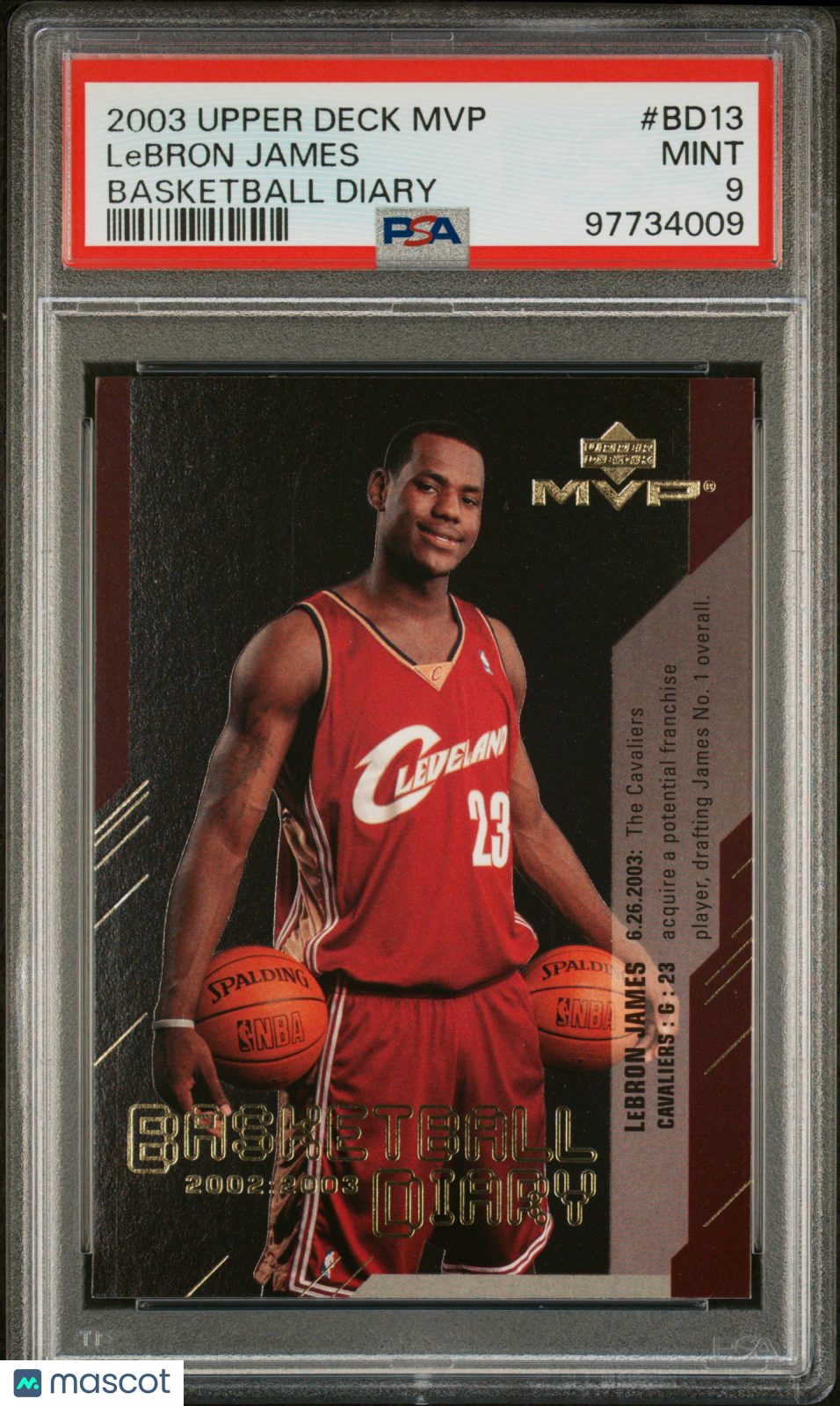 2003 Upper Deck MVP Basketball Diary LeBron James #BD13 PSA 9