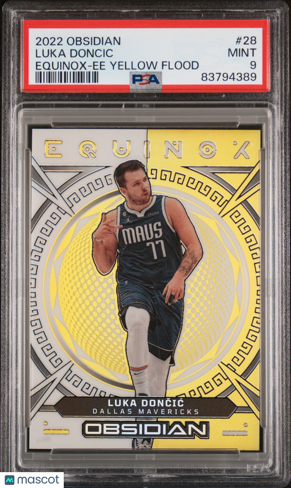 2022 Panini Obsidian Equinox Luka Doncic EE Yellow Flood PSA 9 /10 #28