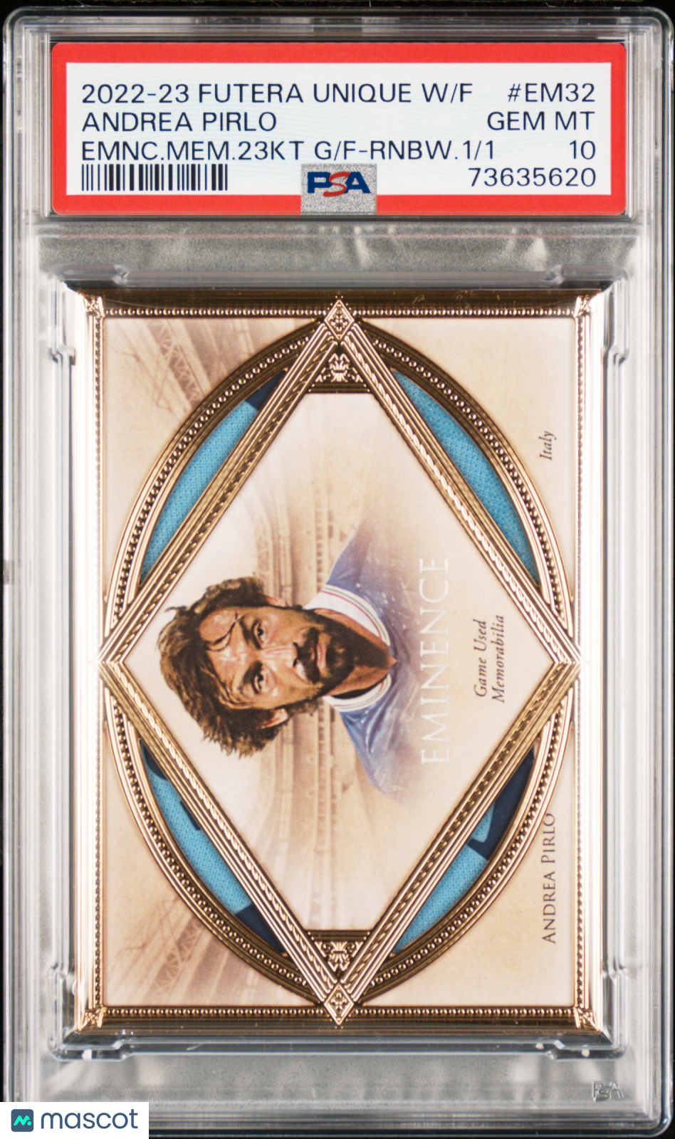 2022 Futera Unique WF Eminence Mem. 23kt Gold Framed Andrea Pirlo PSA 10 1/1 