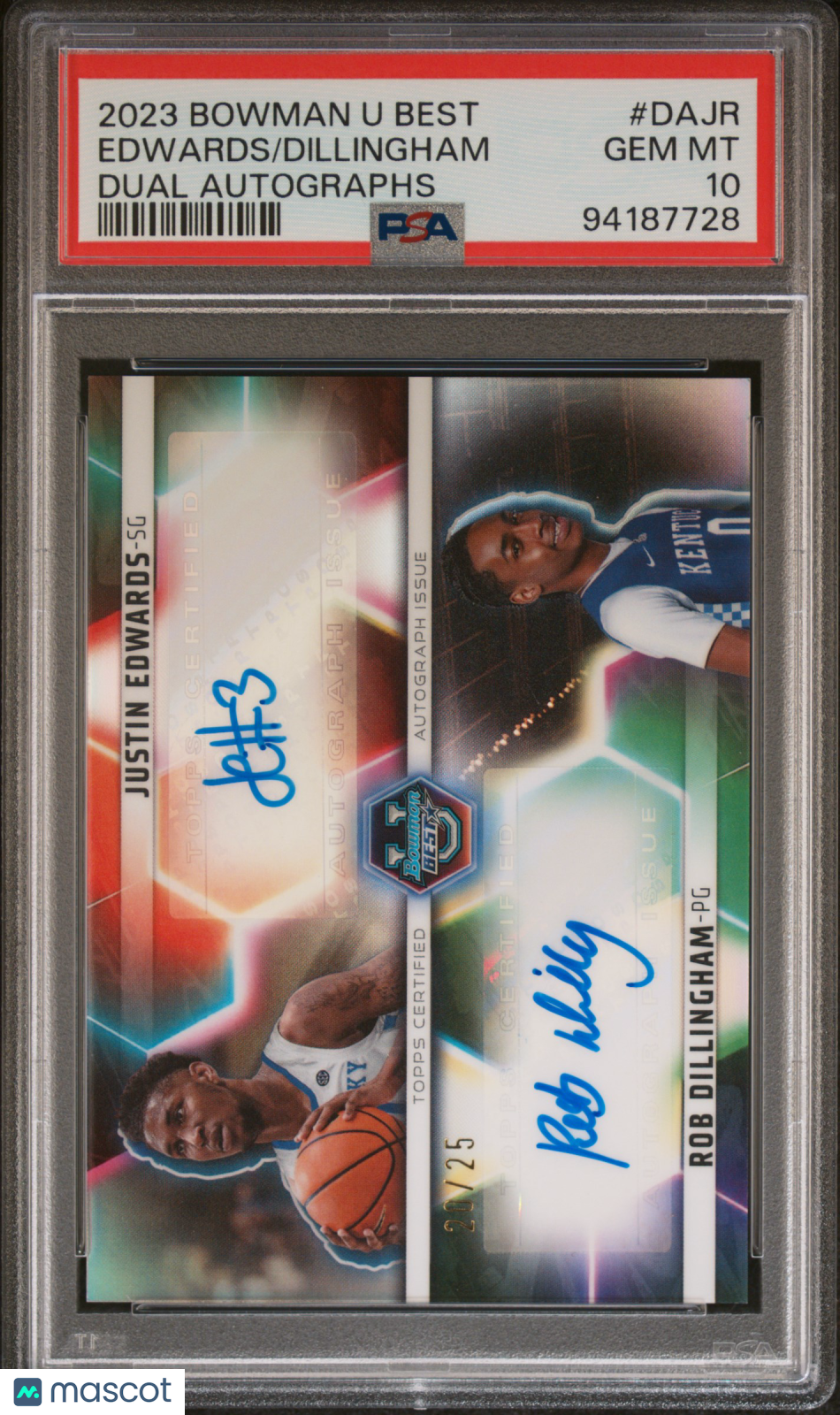 2023 Bowman University Best Dual Autographs Dillingham/J. Edwards PSA 10 /25 