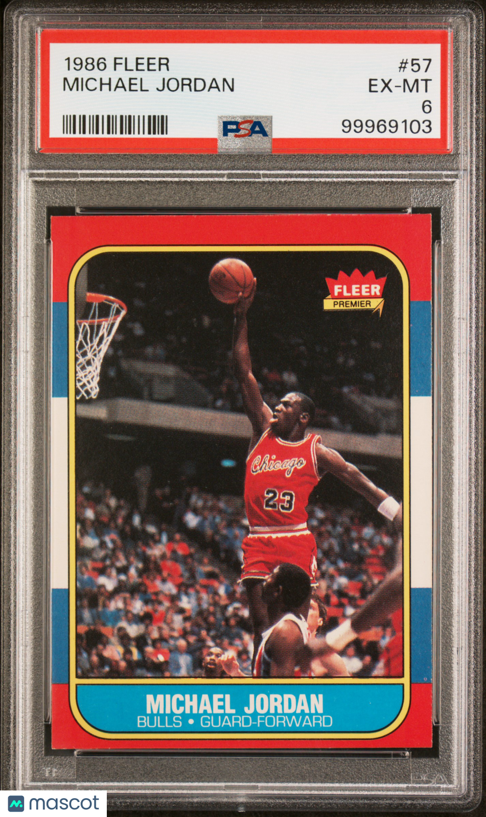 1986 Fleer Premier Basketball Michael Jordan Rookie PSA 6 #57