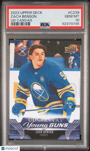 2023 Upper Deck Series 2 Hockey UD Canvas Young Guns Zach Benson PSA 10 