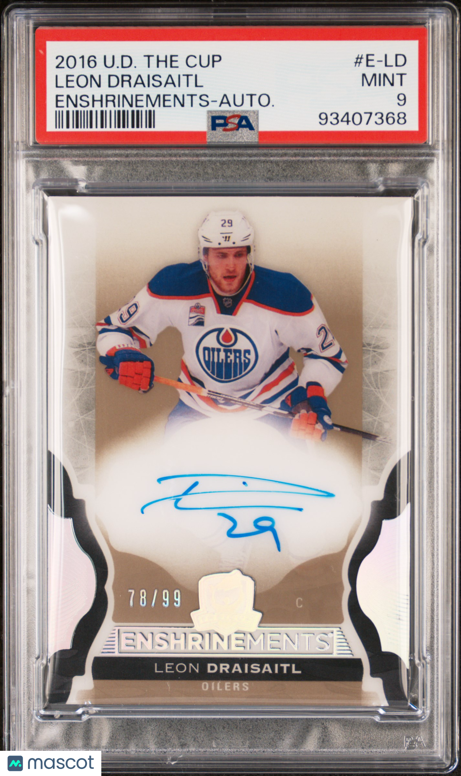 2016 Upper Deck The Cup Enshrinements PSA 9 Leon Draisaitl Auto 78/99 #E-LD 