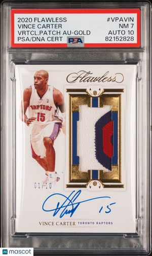 2020 Flawless Basketball Vertical Patch Auto Vince Carter  Gold PSA 7 01/10 