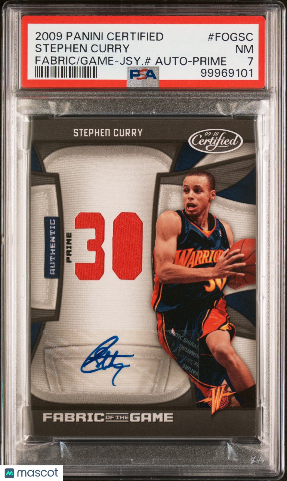 2009 Panini Certified Fabric Of The Game Stephen Curry Jersey # Auto PSA 7 02/10 