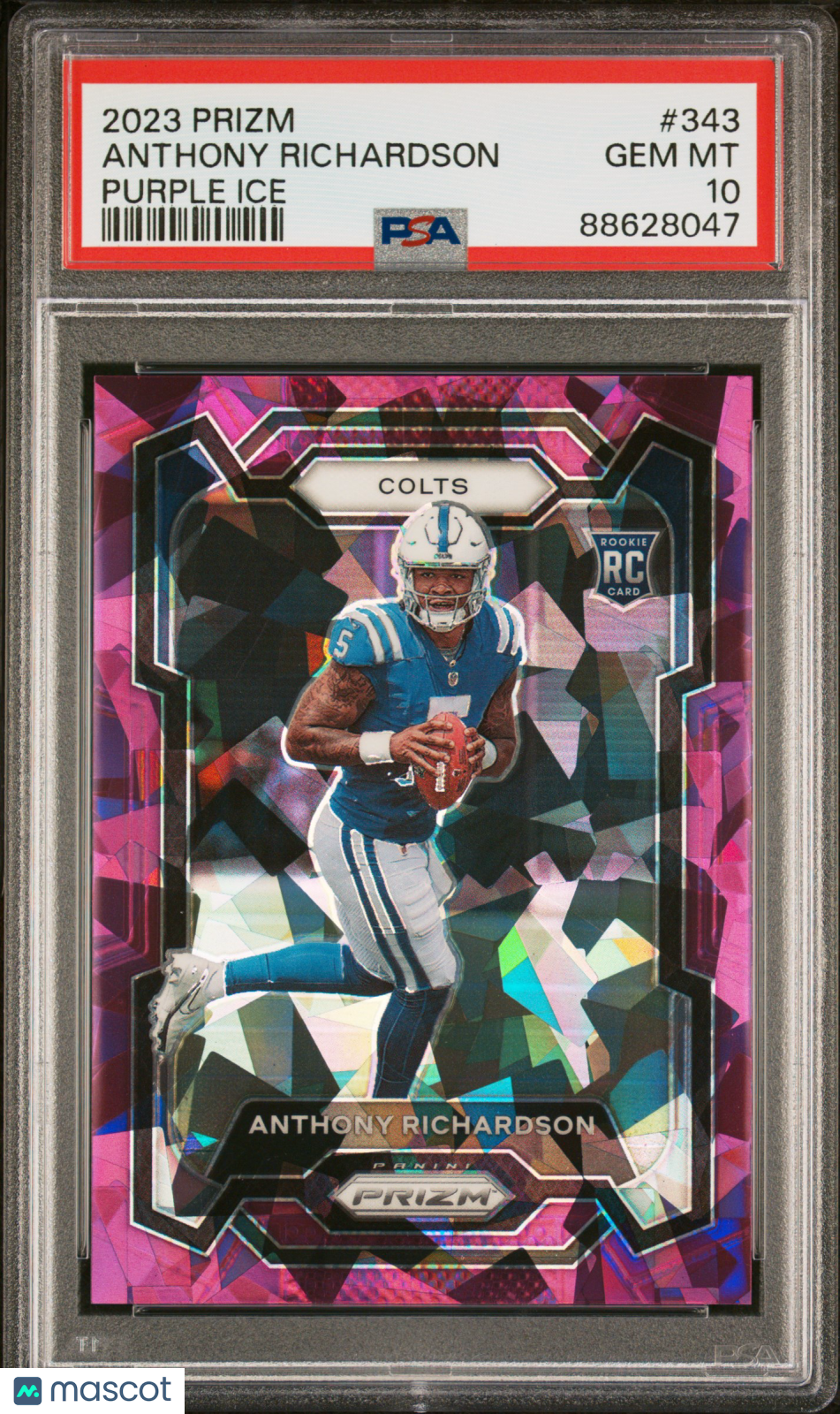 2023 Panini Prizm PSA 10 Anthony Richardson RC Purple Ice Prizm 135/225 #343 