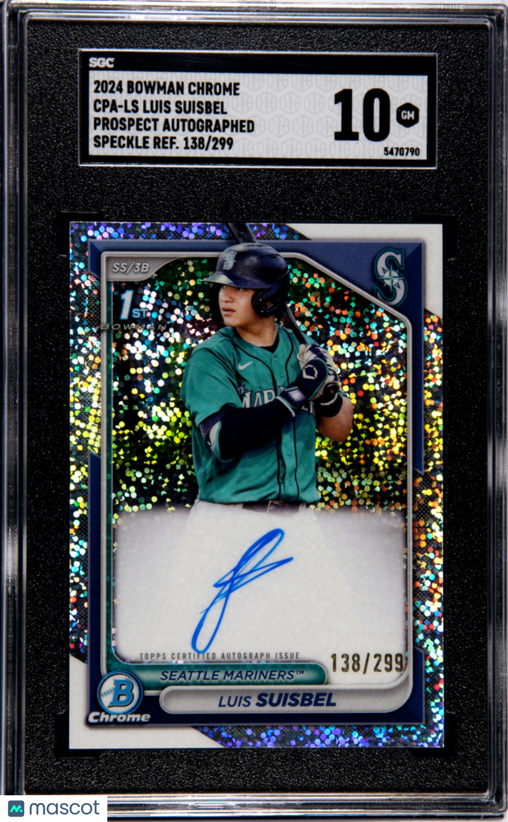 2024 1st Bowman Chrome Luis Suisbel Speckle Refractor Prospect Auto SGC 10 /299 