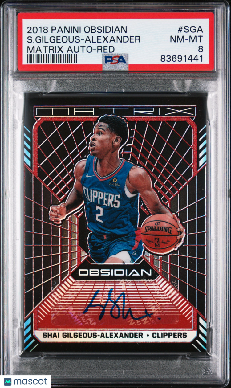 2018 Panini Obsidian Matrix Auto Red S. Gilgeous-Alexander PSA 8 1/5 #MA-SGA 