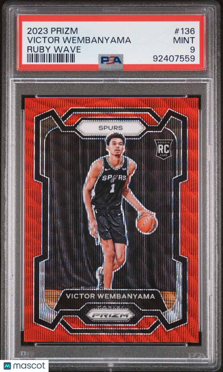 2023 Panini Prizm Basketball Victor Wembanyama RC Ruby Wave Prizm PSA 9 