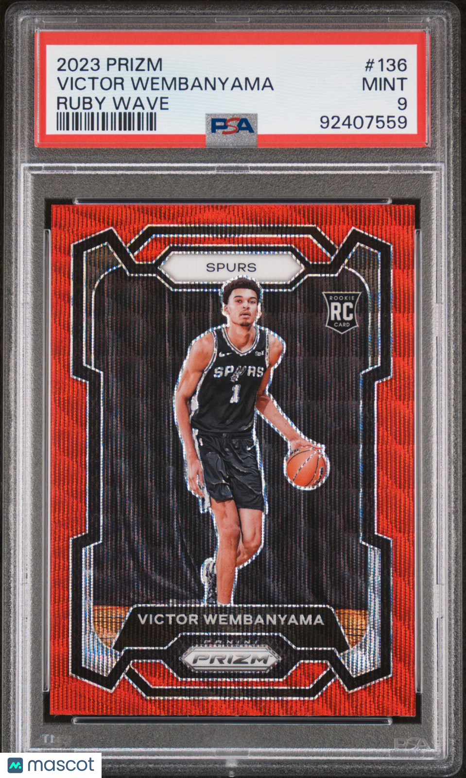 2023 Panini Prizm Basketball Victor Wembanyama RC Ruby Wave Prizm PSA 9 