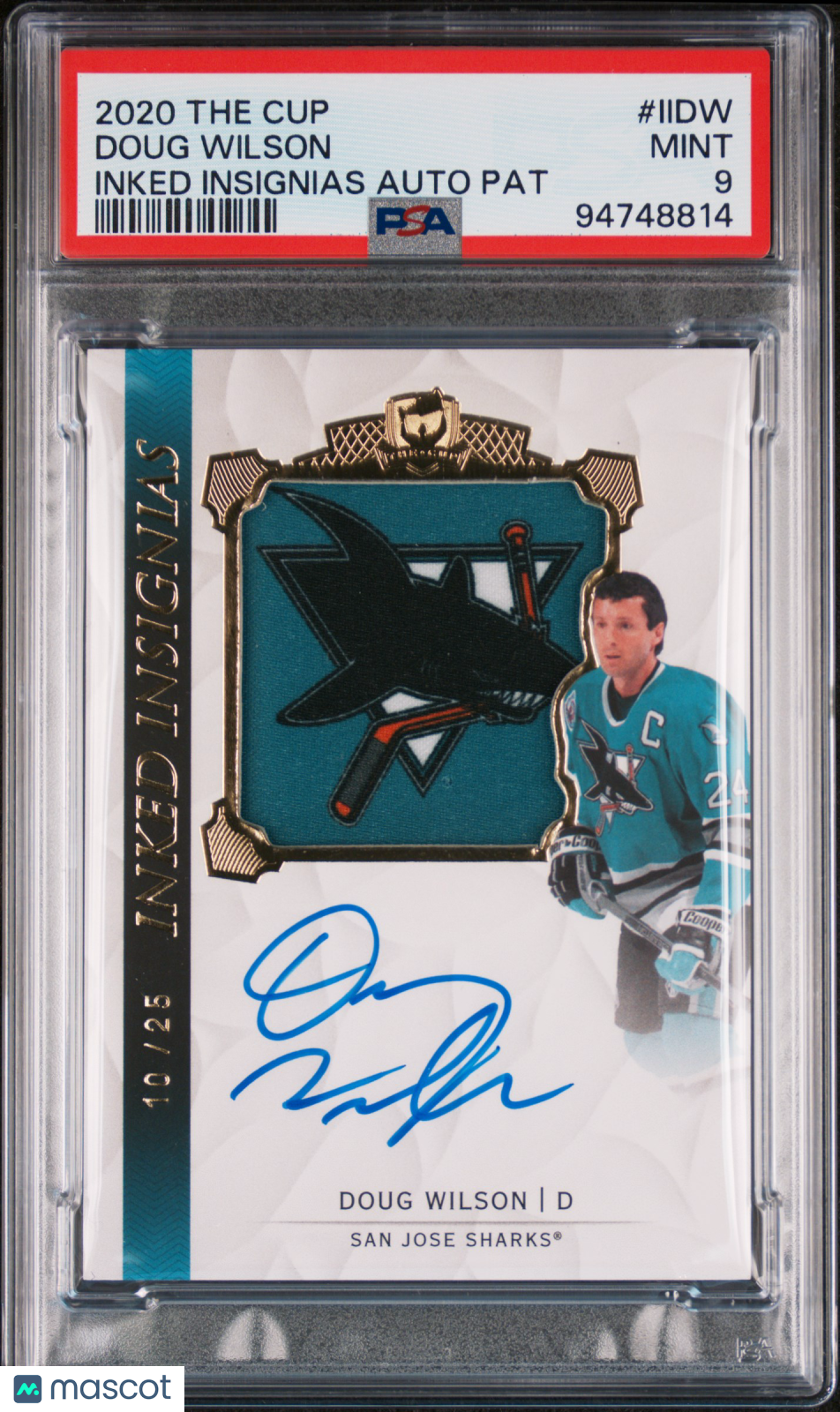 2020 UD The Cup PSA 9 Doug Wilson Inked Insignias Patch Auto 10/25 #II-DW